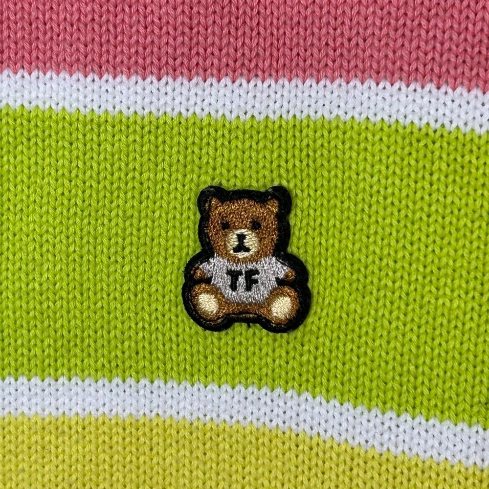Teddy Fresh Striped Sweater Mens Large Cotton Knit Crewneck Logo Streetwear